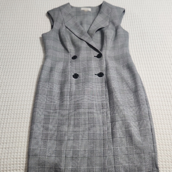 Calvin Klein Dresses & Skirts - Calvin Klein Gray and Black Asymmetrical Midi Dress with V-Neck and Cap Sleeves